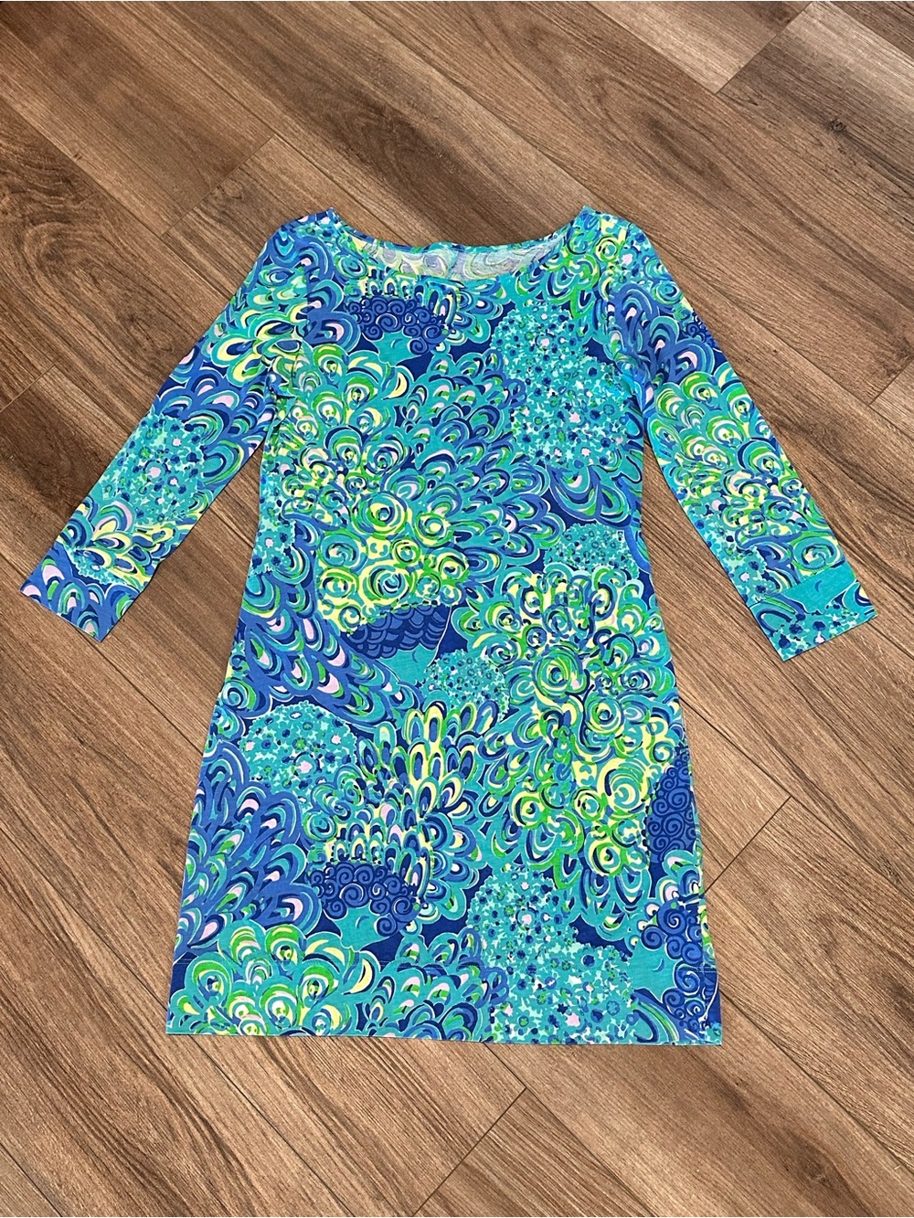 NWOT Lilly Pulitzer Marlowe Dress in Lagoon Sea Blue Size Small 100% Pima Cotton - Picture 3 of 9